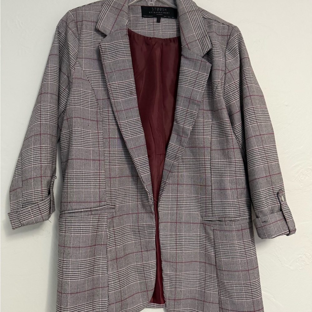Gray Plaid Women's Blazer